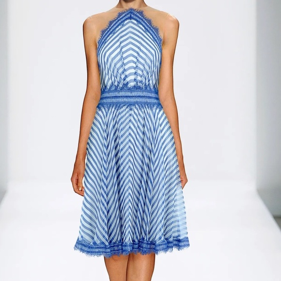 Tadashi Shoji Dresses & Skirts - Tadashi Shoji Plus Size 100% Silk Blue and White A-Line Midi Dress